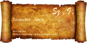 Szender Imre névjegykártya